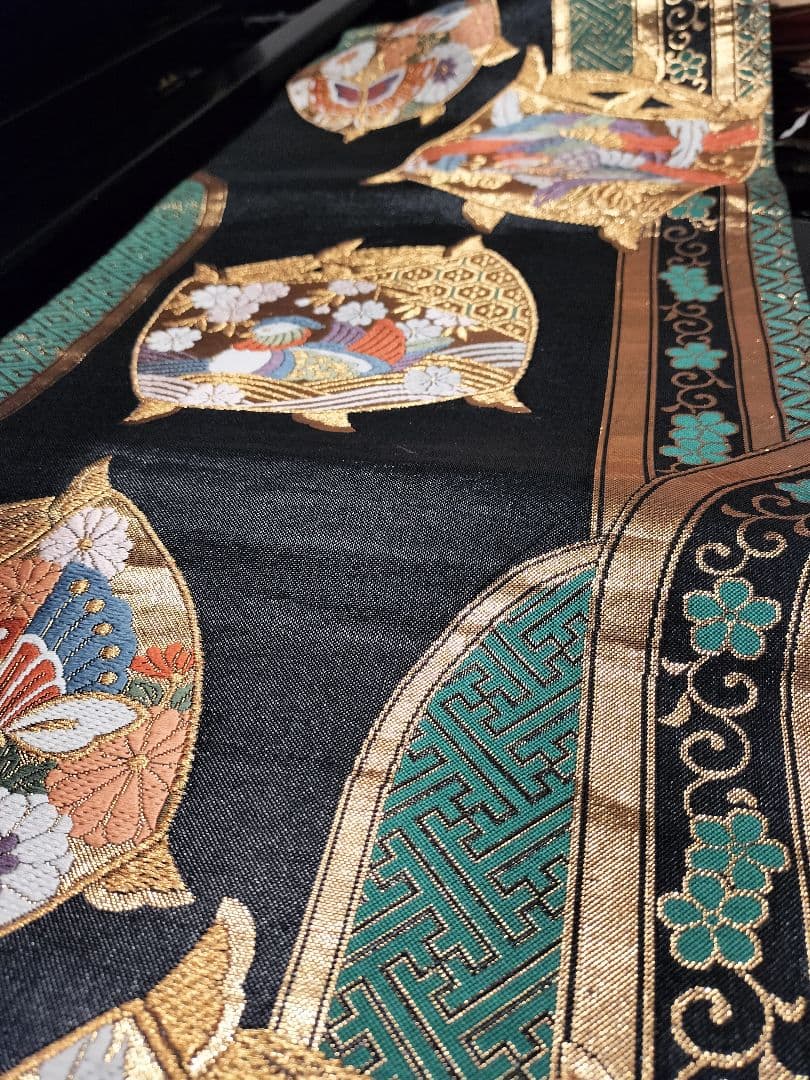 A645★逸品‼️豪華刺繍‼️ひな祭り‼️袋帯正絹テーブルランナー2m20cm