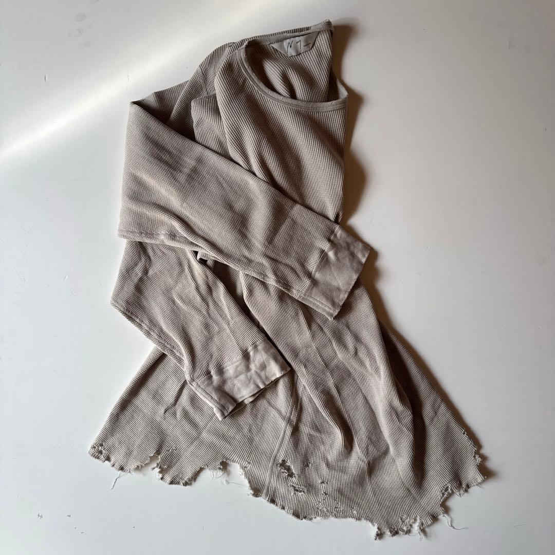 トップス ANCELLM DAMAGE WAFFLE L/S T-SHIRT size2