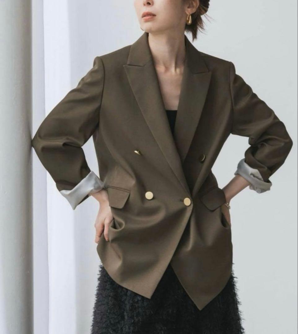 NOBLE 2025年エステルツイルピークドラペルジャケット 36ブラウン