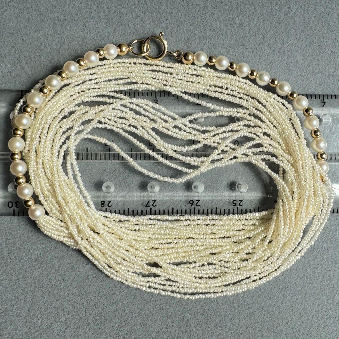 天然真珠10連 あこや 砂ケシ パール 585刻印 k14製 ネックレス