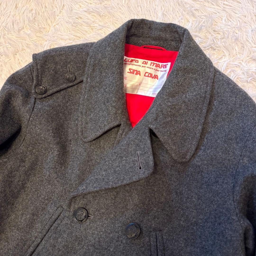 SINACOVA 【裏地 赤】シナコバ ピーコート ダブルブレスト ワッペン L