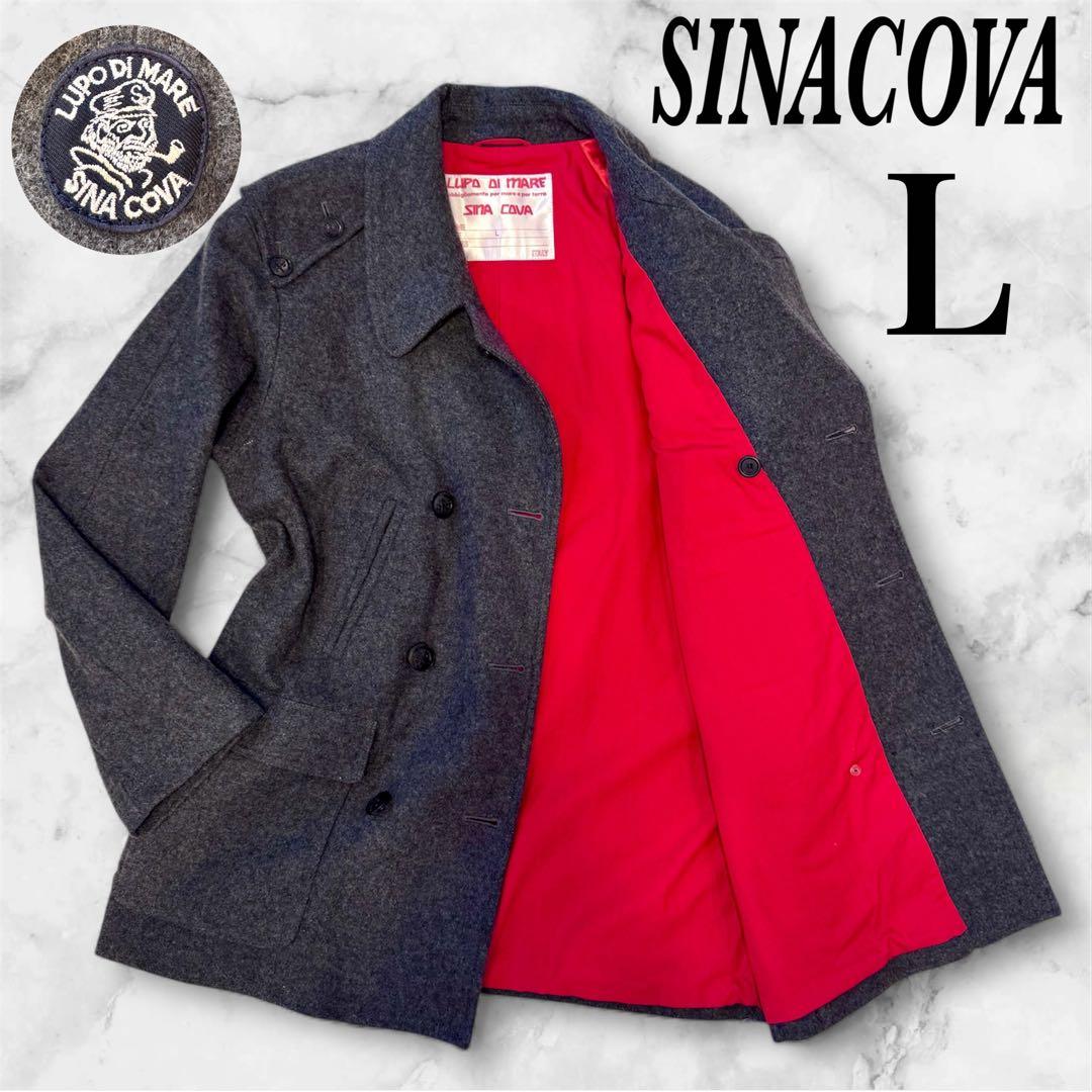 SINACOVA 【裏地 赤】シナコバ ピーコート ダブルブレスト ワッペン L