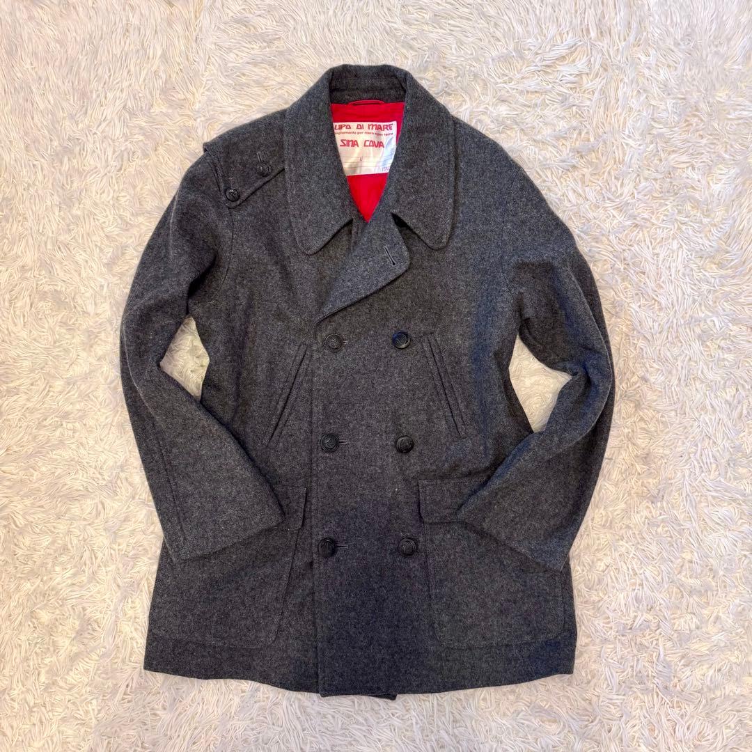 SINACOVA 【裏地 赤】シナコバ ピーコート ダブルブレスト ワッペン L