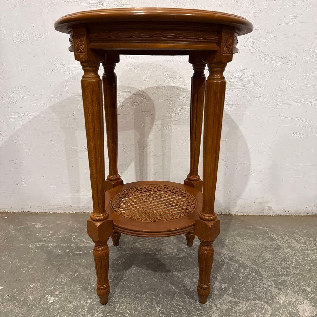 ヴィンテージ　木製　ラウンド　サイドテーブル　2段