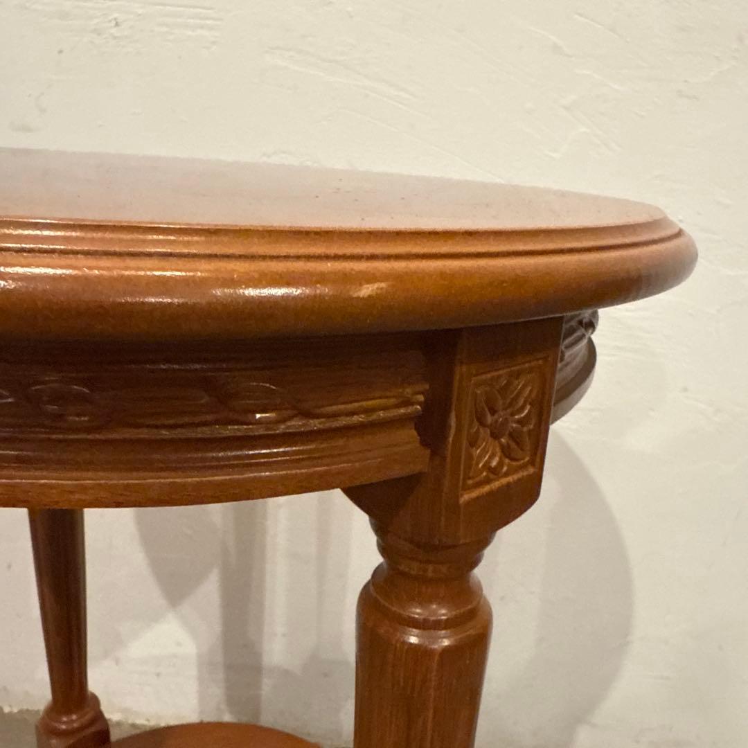 ヴィンテージ　木製　ラウンド　サイドテーブル　2段