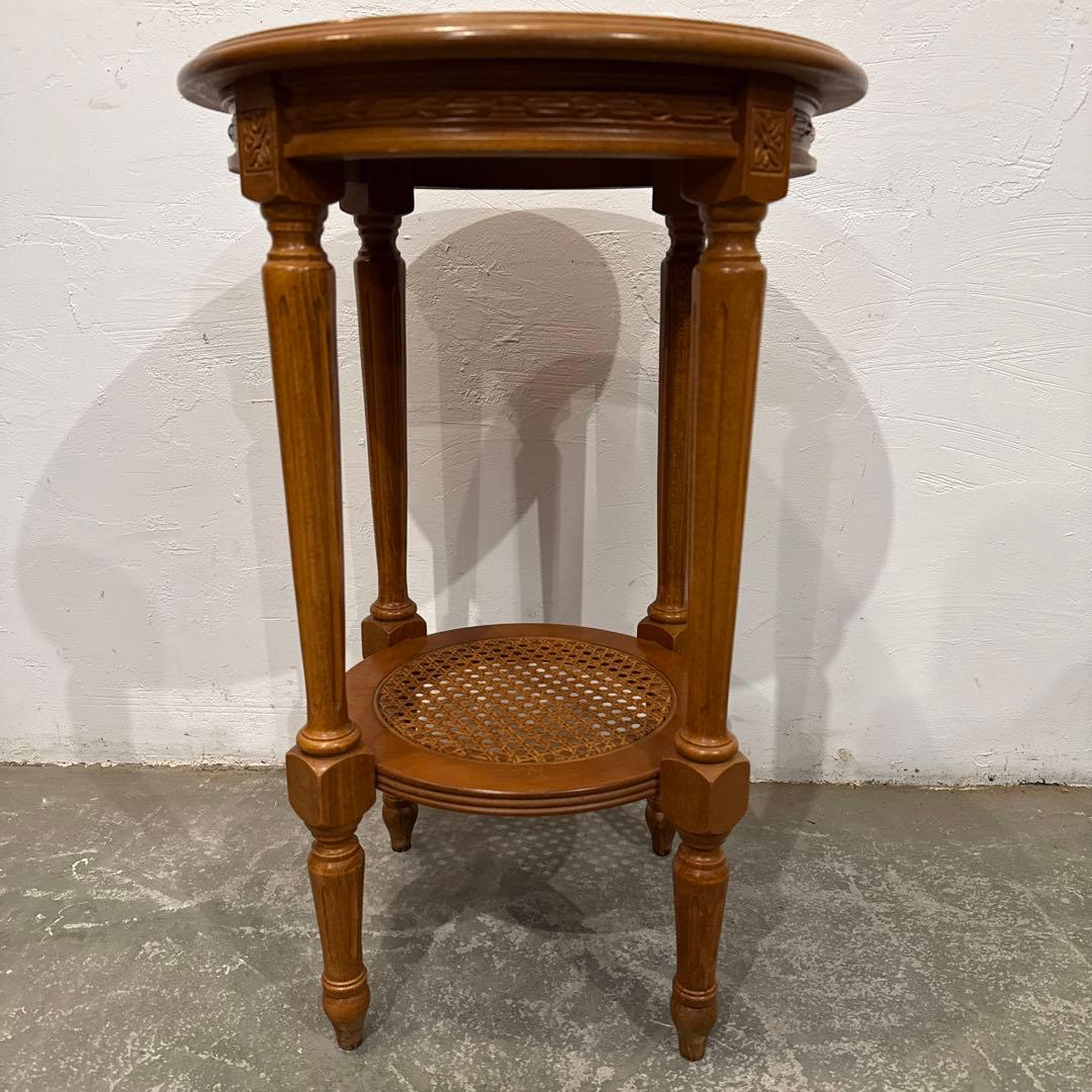 ヴィンテージ　木製　ラウンド　サイドテーブル　2段