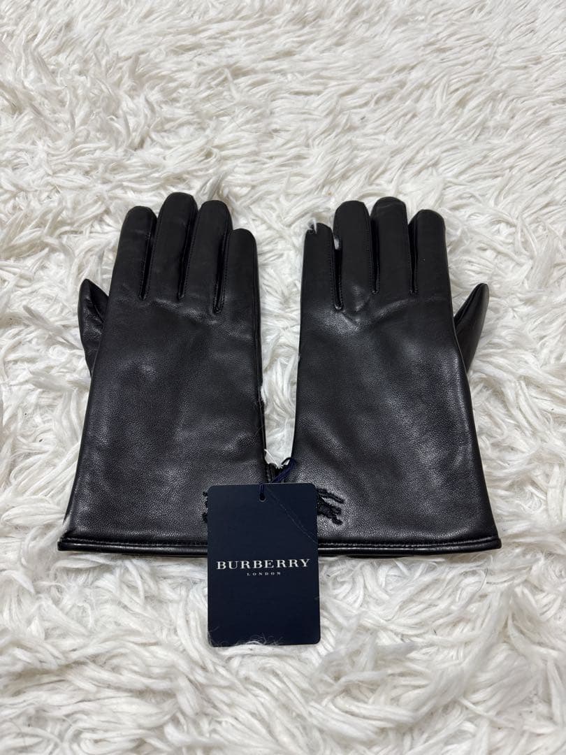 【新品未使用】バーバリーロンドン　手袋　羊革　カシミヤ　ブラック