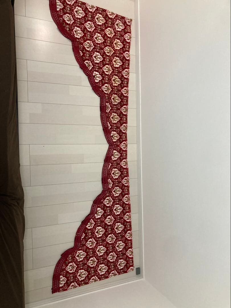 金華山　新格子　赤　五右衛門カーテン