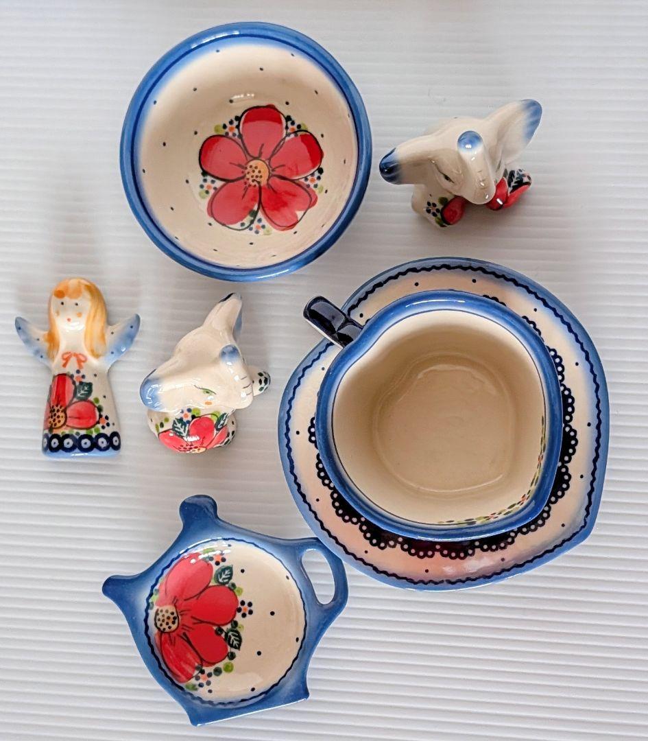 ポーリッシュポタリー ガリア社 ハートのカップ＆ソーサー セット♡.*・゜