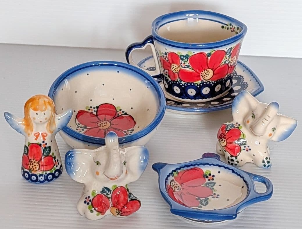 ポーリッシュポタリー ガリア社 ハートのカップ＆ソーサー セット♡.*・゜