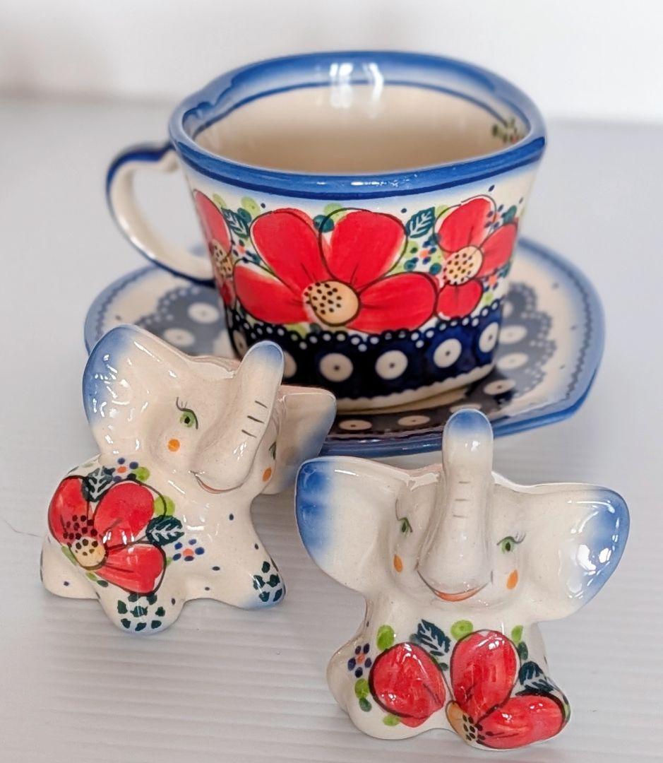 ポーリッシュポタリー ガリア社 ハートのカップ＆ソーサー セット♡.*・゜