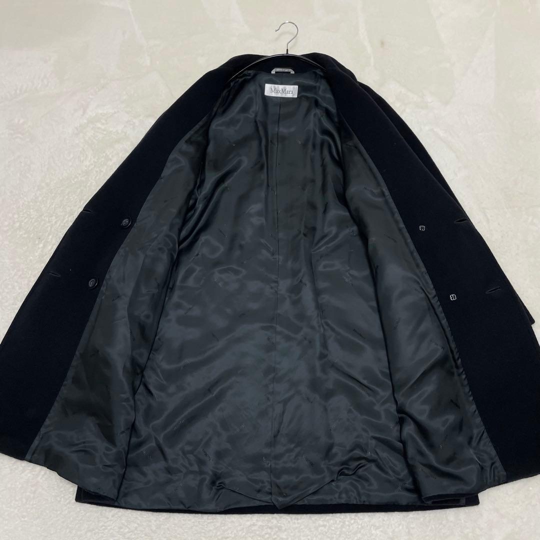 【美品】最高級白タグ マックスマーラ カシミヤ ウール ロングコート ブラック