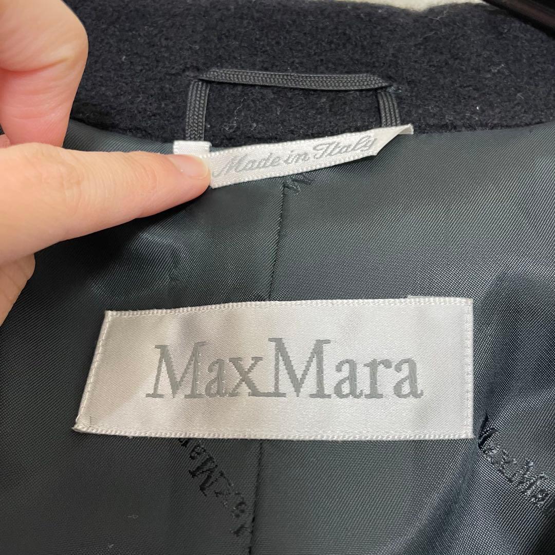 【美品】最高級白タグ マックスマーラ カシミヤ ウール ロングコート ブラック