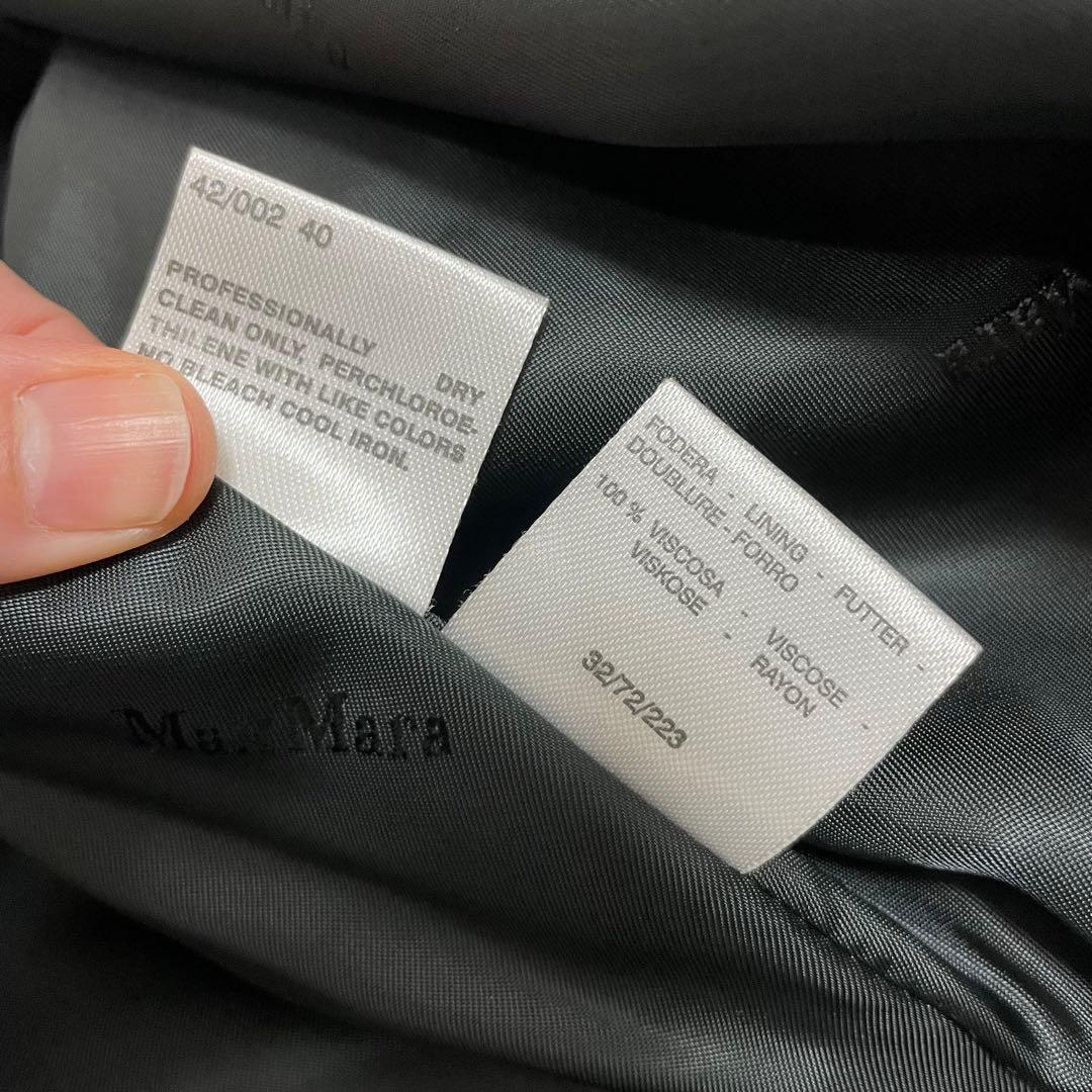 【美品】最高級白タグ マックスマーラ カシミヤ ウール ロングコート ブラック