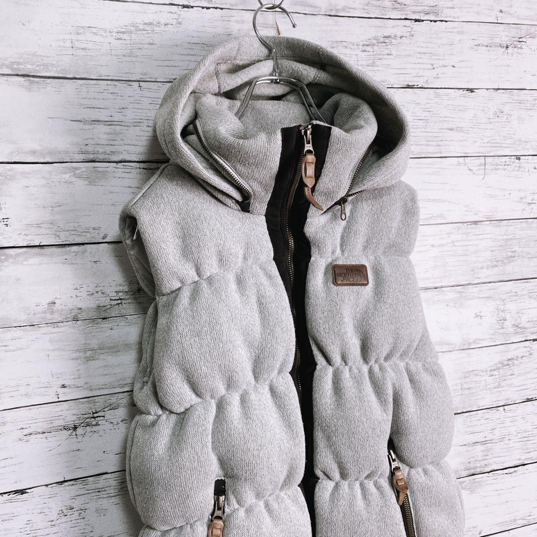 r0009 ノースフェイス ダウンベスト ライトグレー 85M 布地 着心地よし