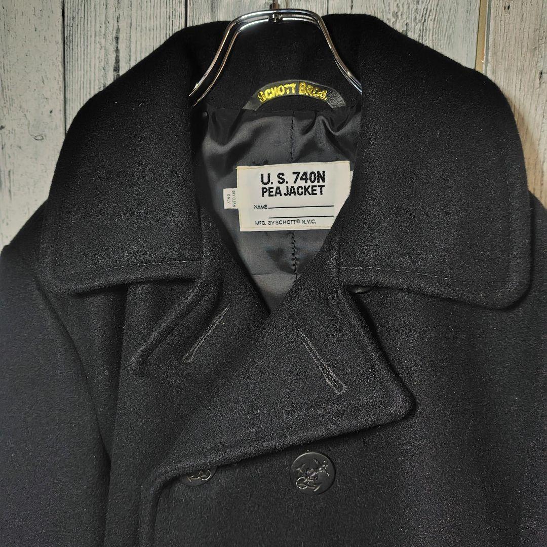 未使用級 Schott 753US Pコート 40 濃紺 スリム ピーコート