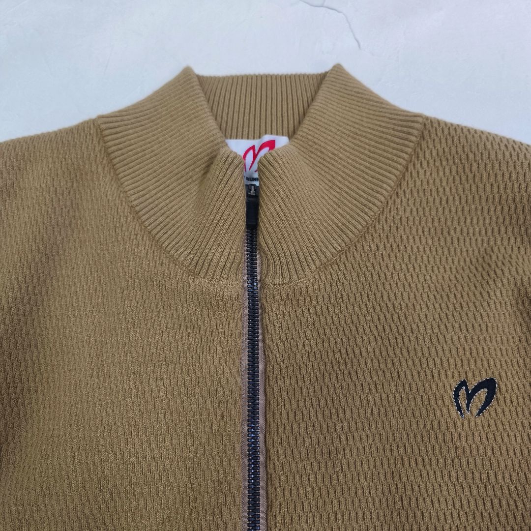 【MASTER BUNNY】ゴルフニットジップジャケットブラウンXL寸p38