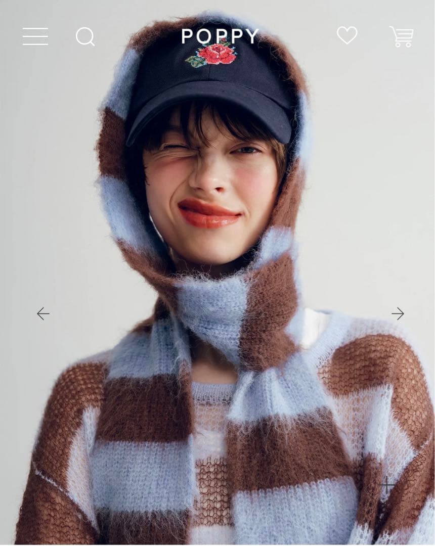 poppy【新品未使用】Border muffler　blue border