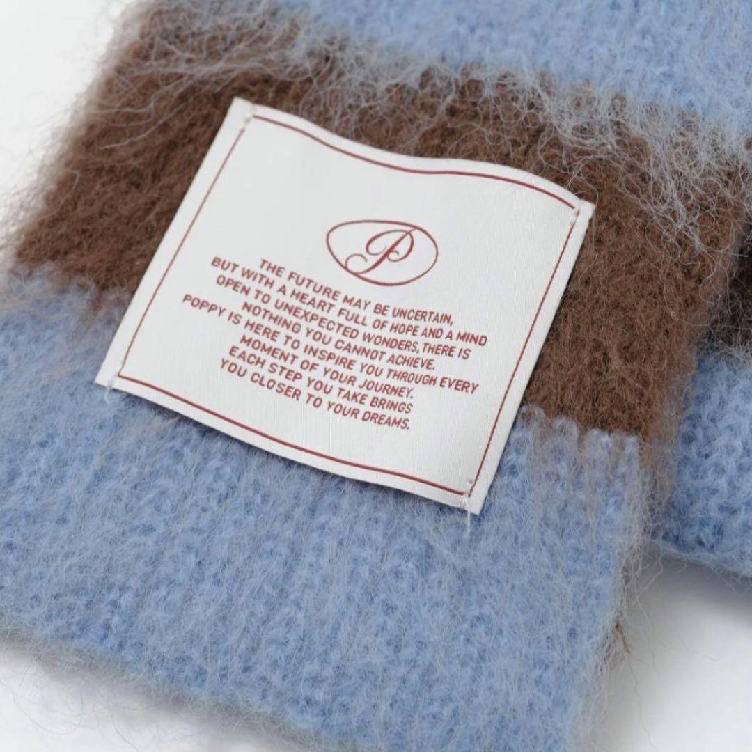 poppy【新品未使用】Border muffler　blue border