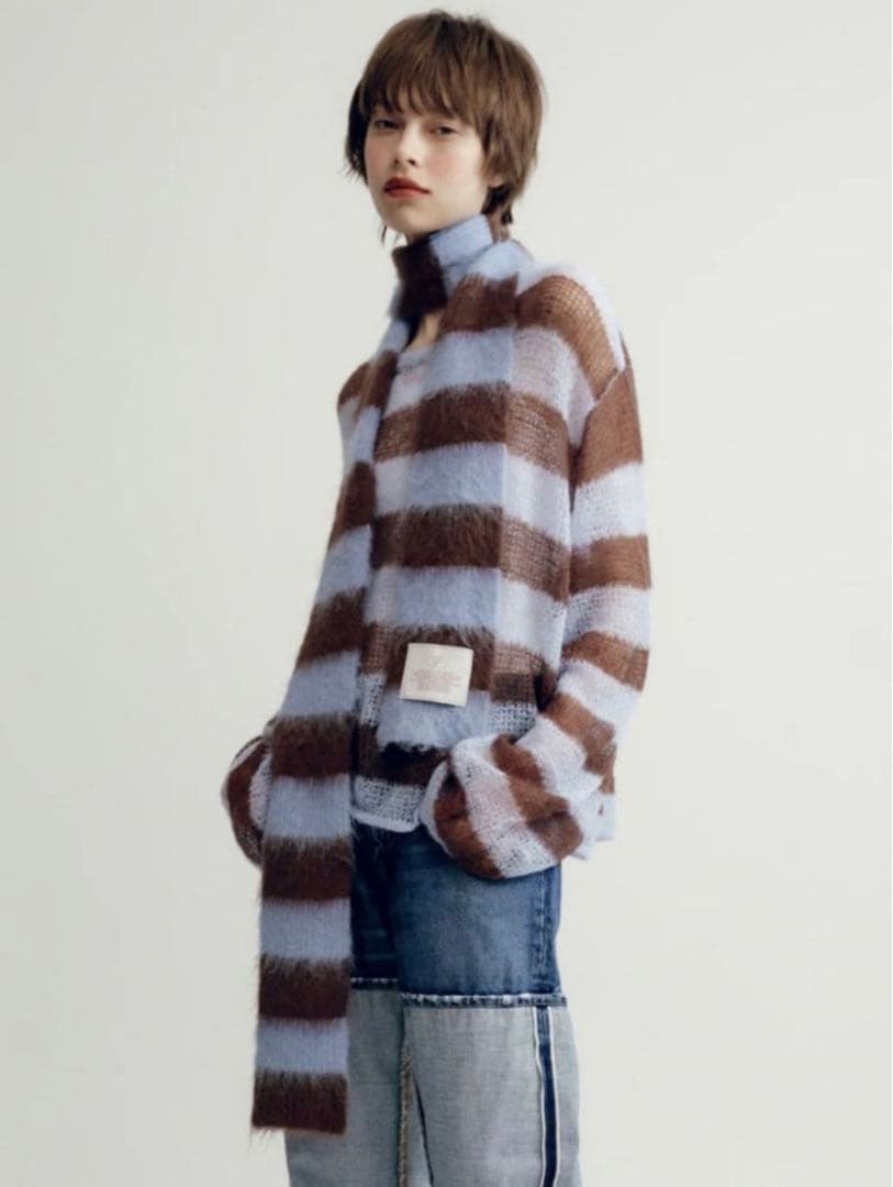 poppy【新品未使用】Border muffler　blue border