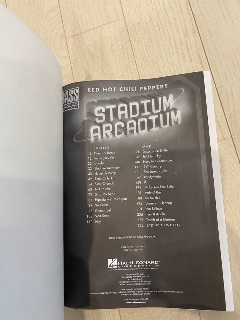 【値下げ・レア】レッチリ・ベース TAB譜StadiumArcadium