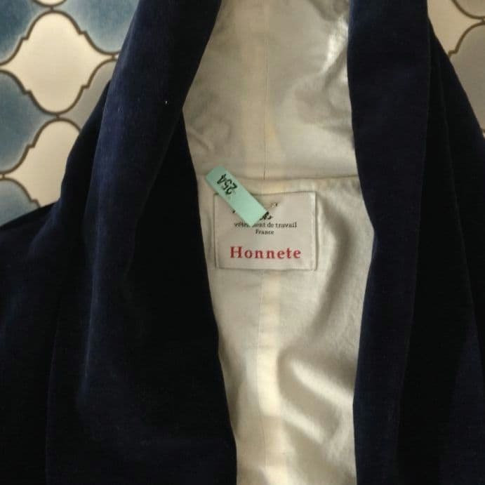 ピン有☆オネット Honnete ショールカラー カーデ ベルベット ジャケット