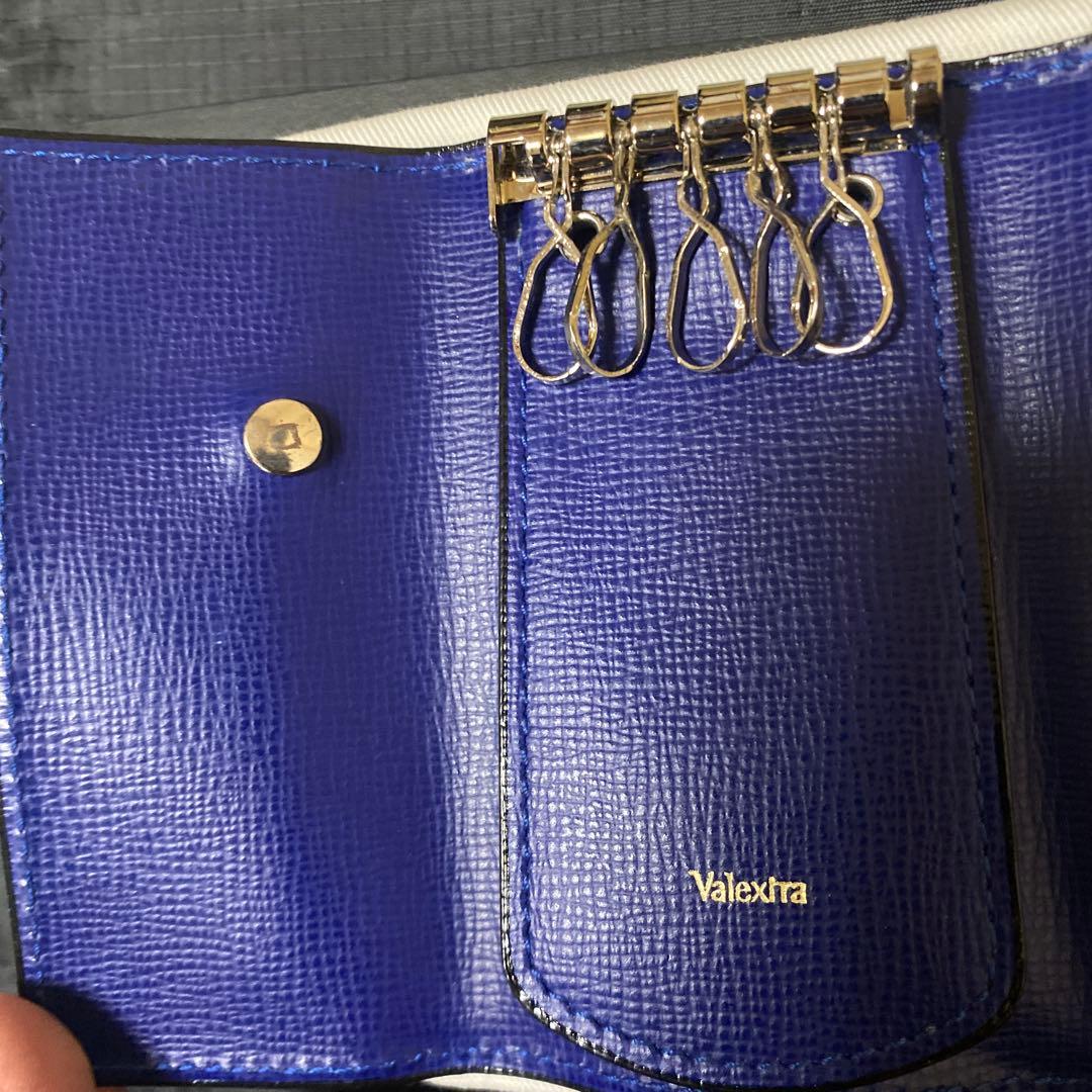 【再出品】Valextra レザーキーケース ロイヤルブルー