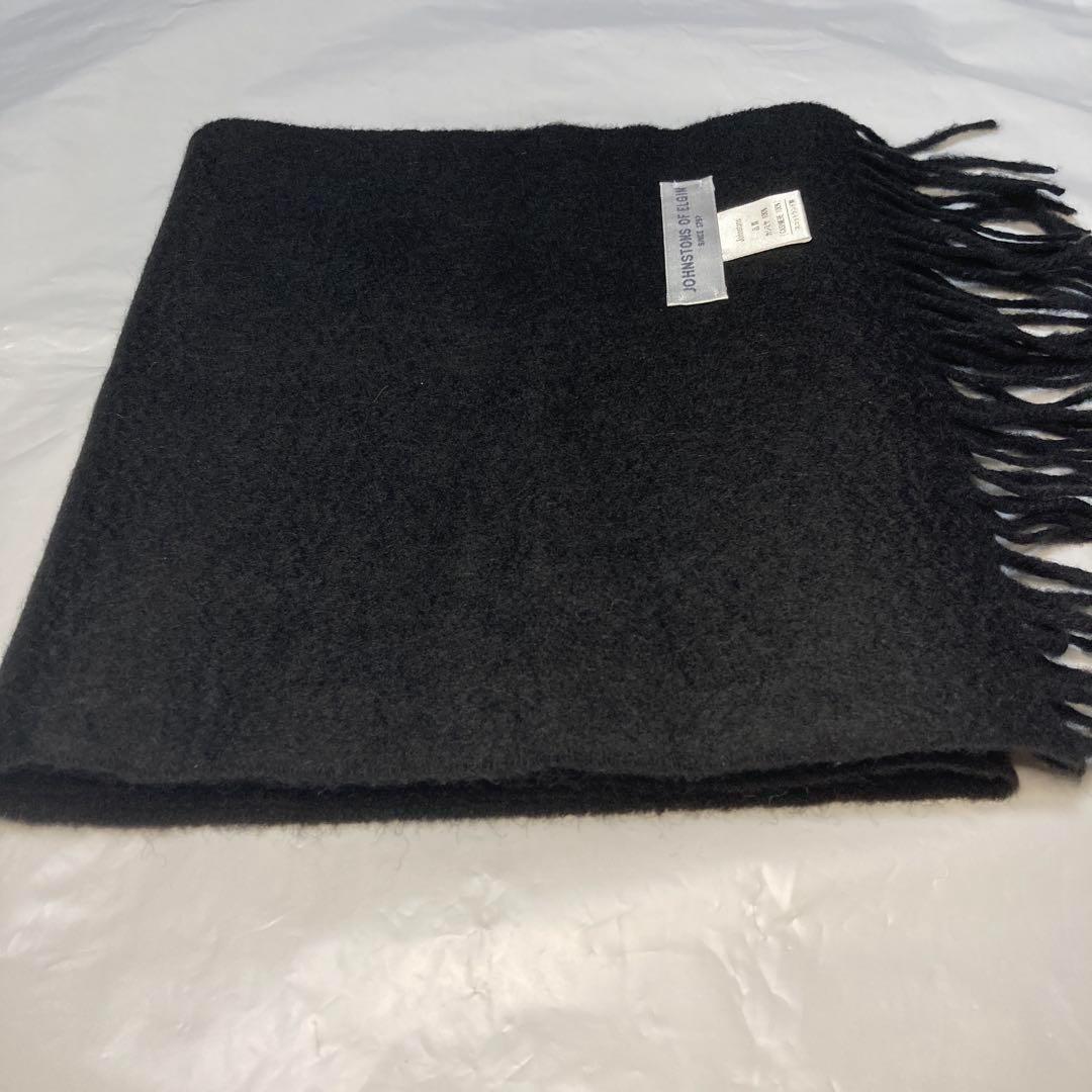 極美品 ジョンストンズ カシミヤ100％ マフラー ブラック 国内正規品