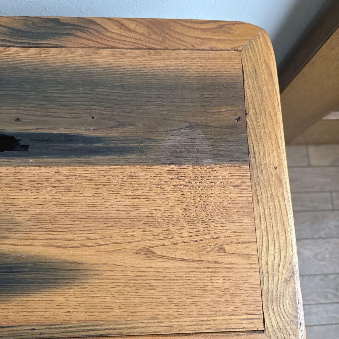 ミシン型テーブル　アンティーク風　小型　キャスター付き　アイアン　木製テーブル