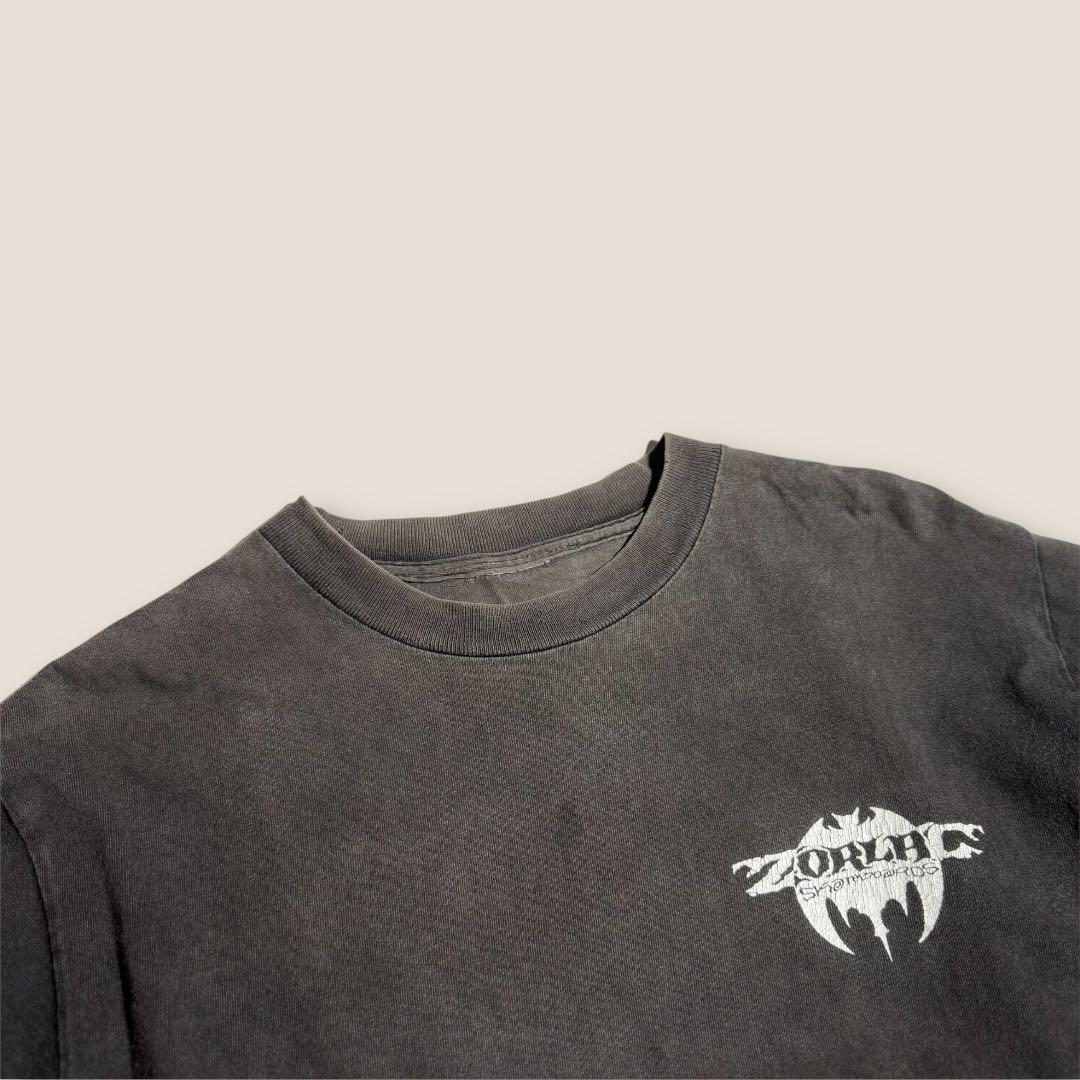 【スケート】90s〜00s タグ無 ZORLAC ロゴ ロンT M相当 黒