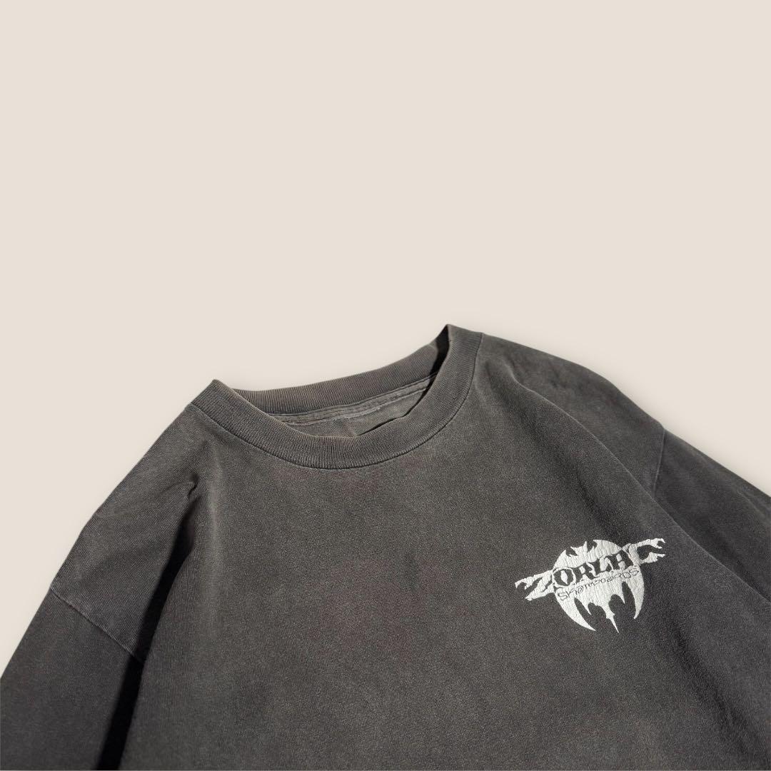 【スケート】90s〜00s タグ無 ZORLAC ロゴ ロンT M相当 黒