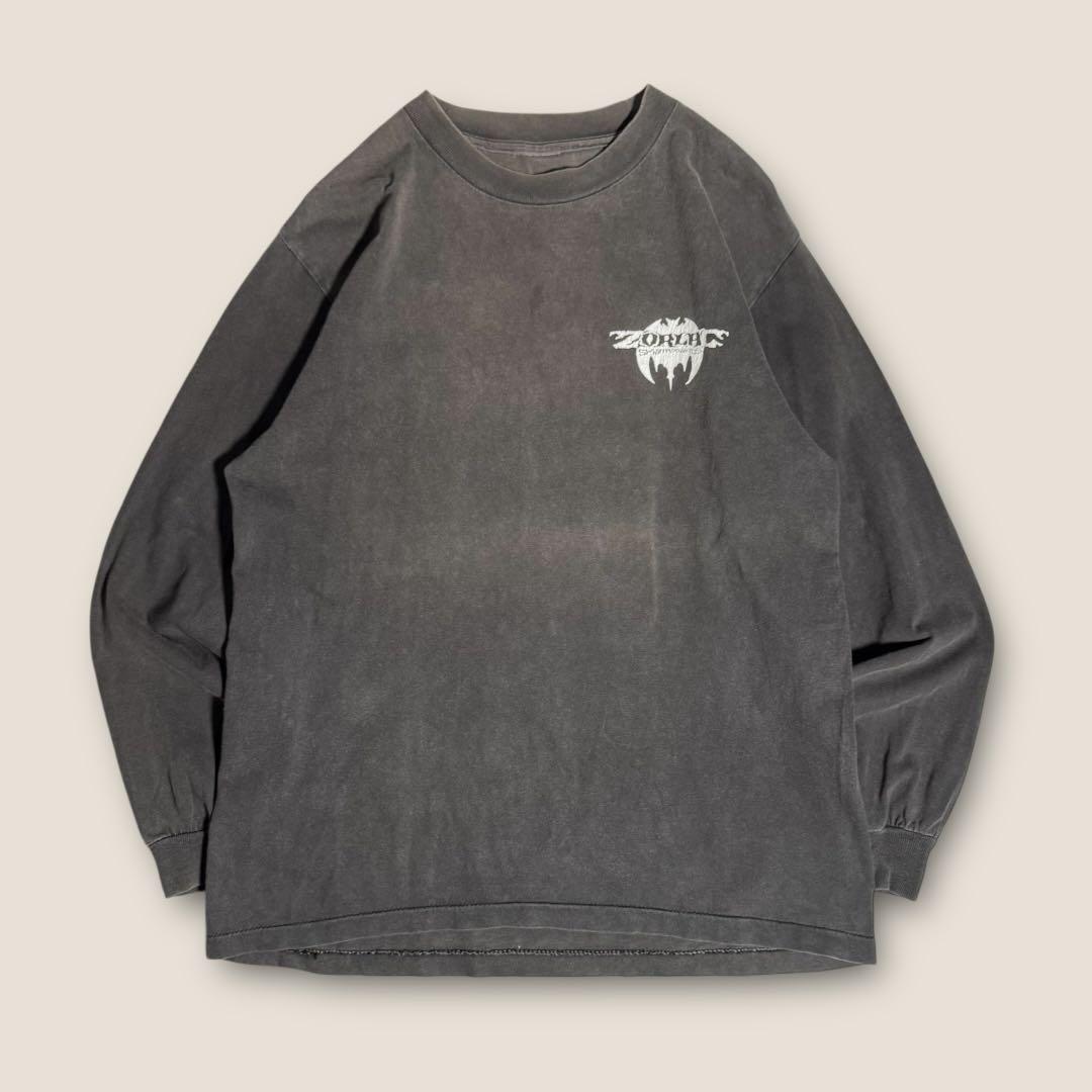 【スケート】90s〜00s タグ無 ZORLAC ロゴ ロンT M相当 黒
