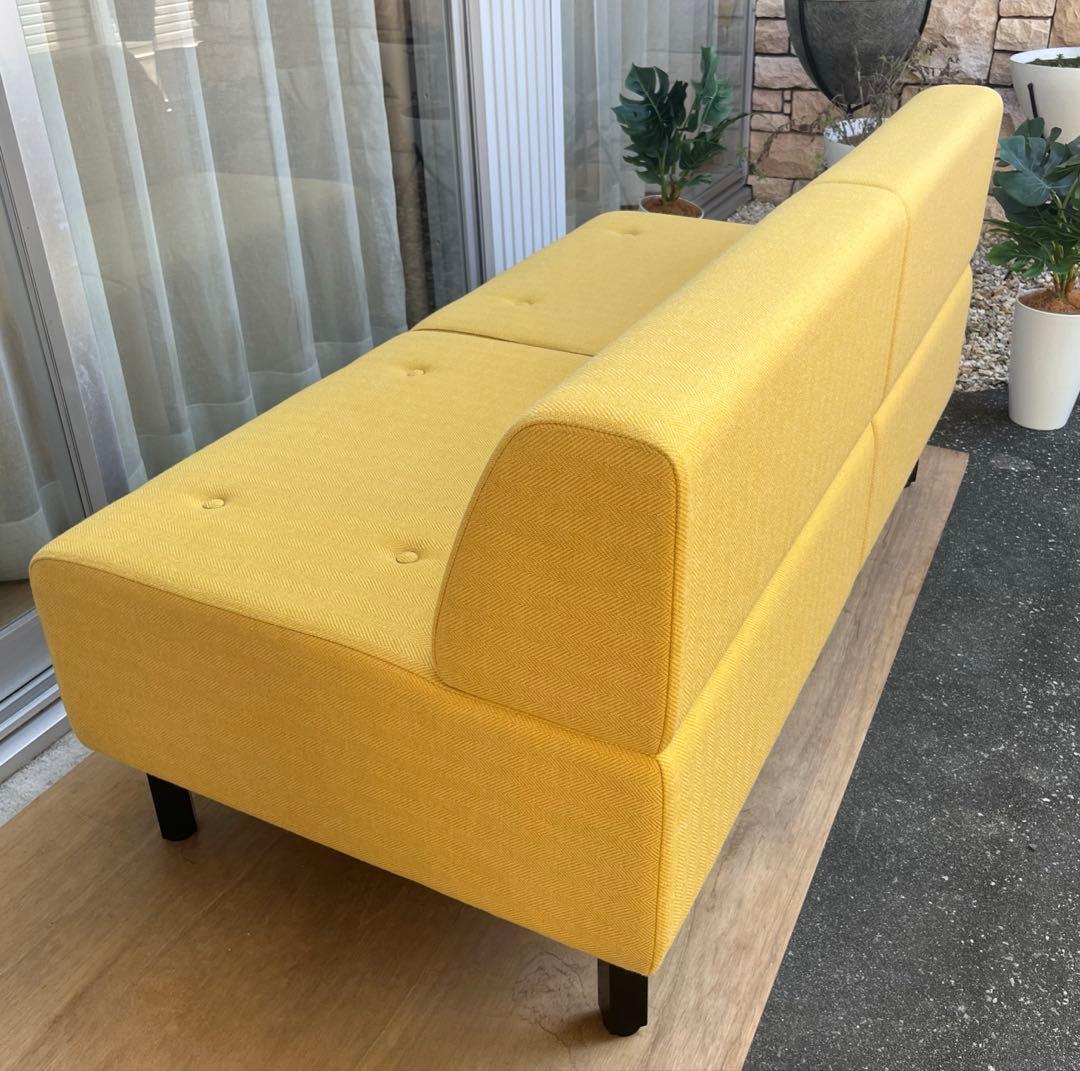 シンプルモダン　2Sソファ　ミッドセンチュリー　北欧スタイル　イエロー
