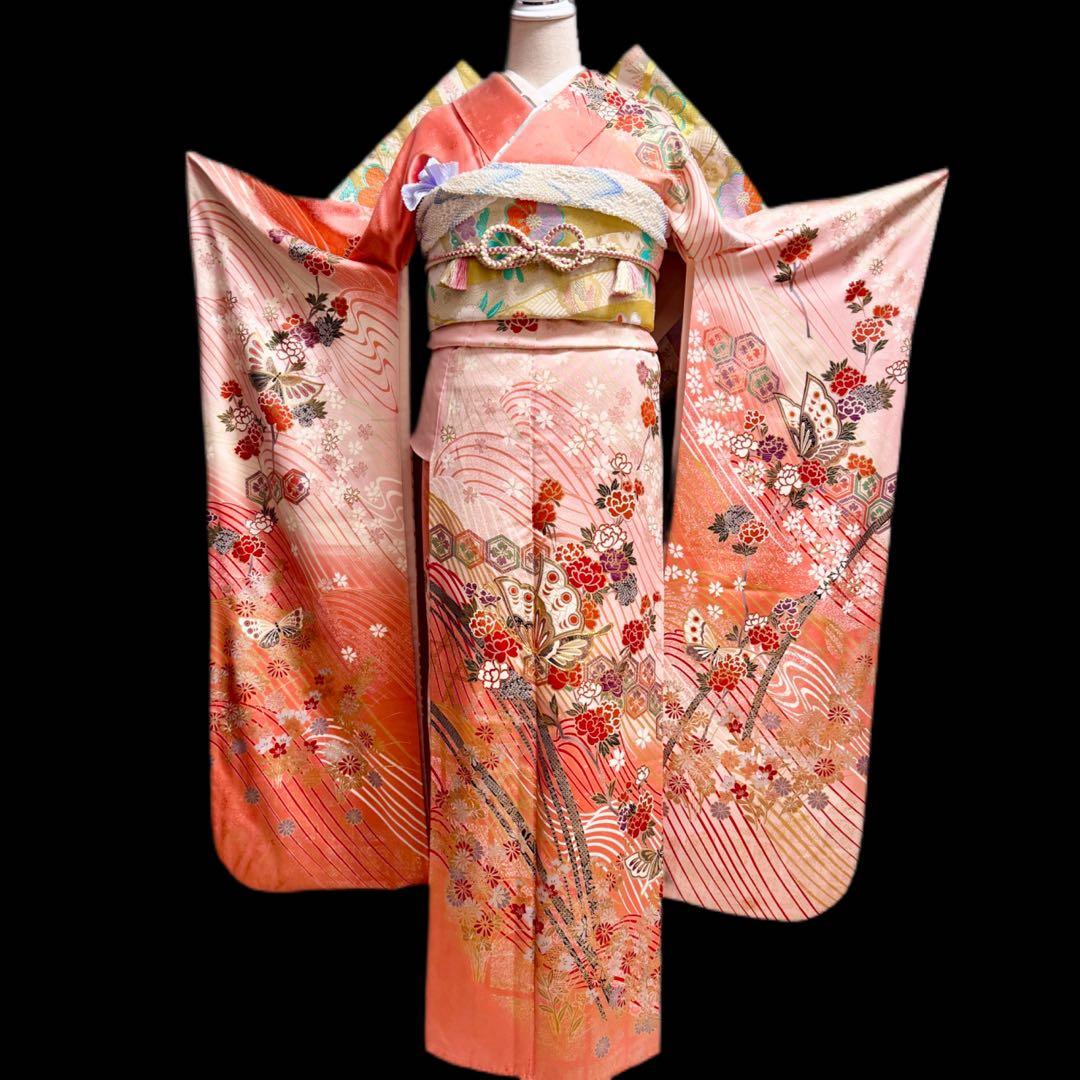 豪華　振袖5点セット　トールサイズ　古典柄　裄丈69cm　163〜173　成人式