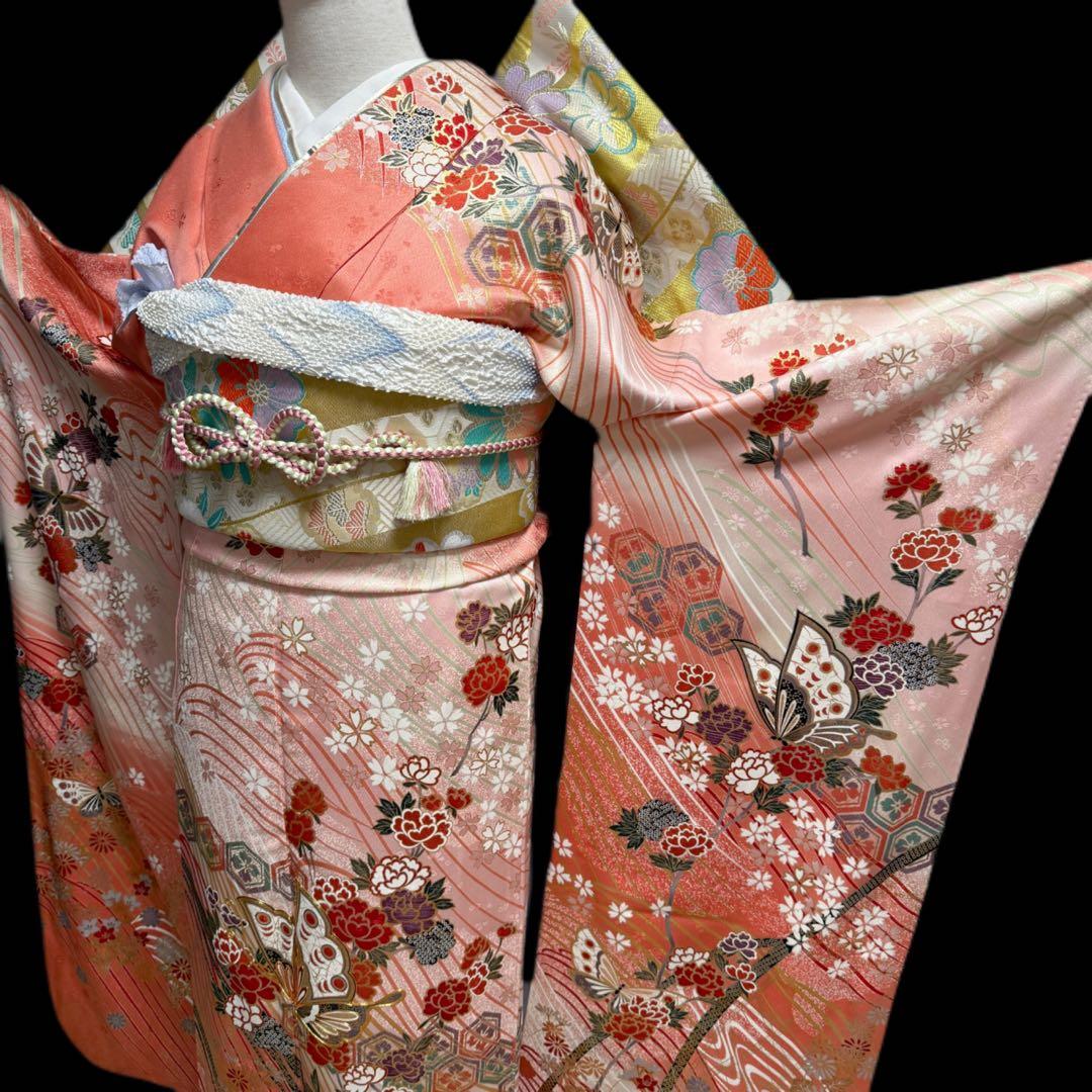 豪華　振袖5点セット　トールサイズ　古典柄　裄丈69cm　163〜173　成人式