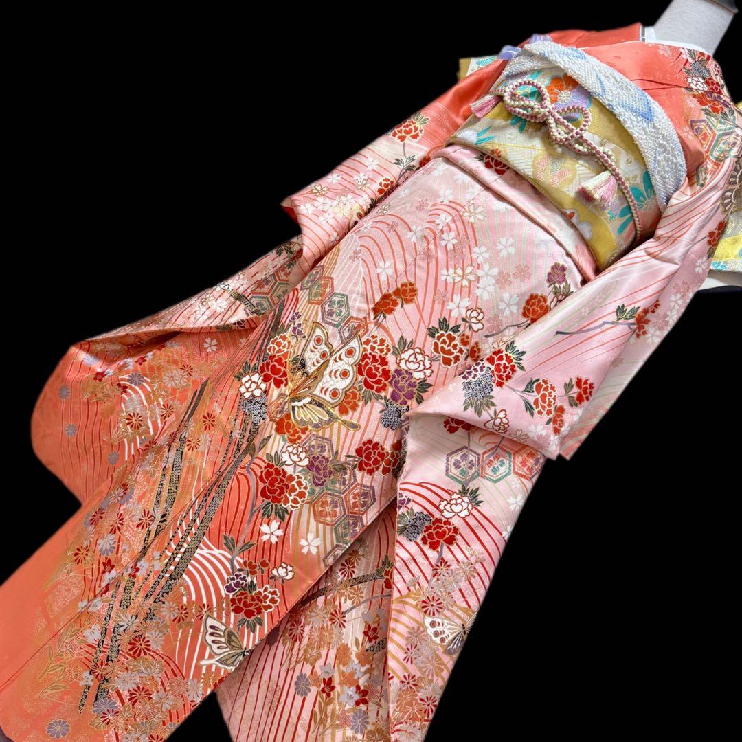 豪華　振袖5点セット　トールサイズ　古典柄　裄丈69cm　163〜173　成人式