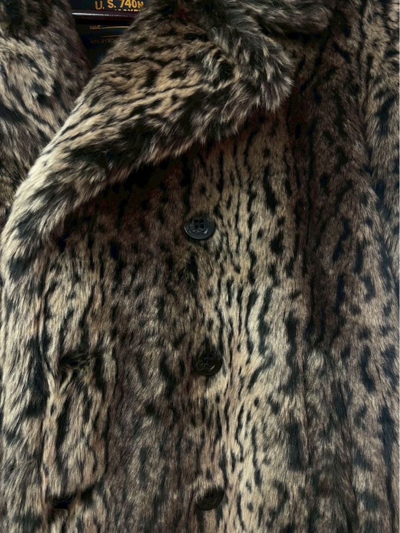 美品　Supreme Schott Fur Peacoat Leopard