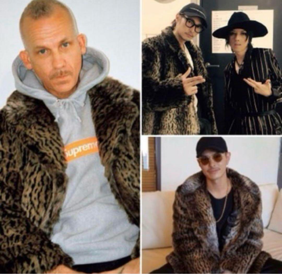 美品　Supreme Schott Fur Peacoat Leopard