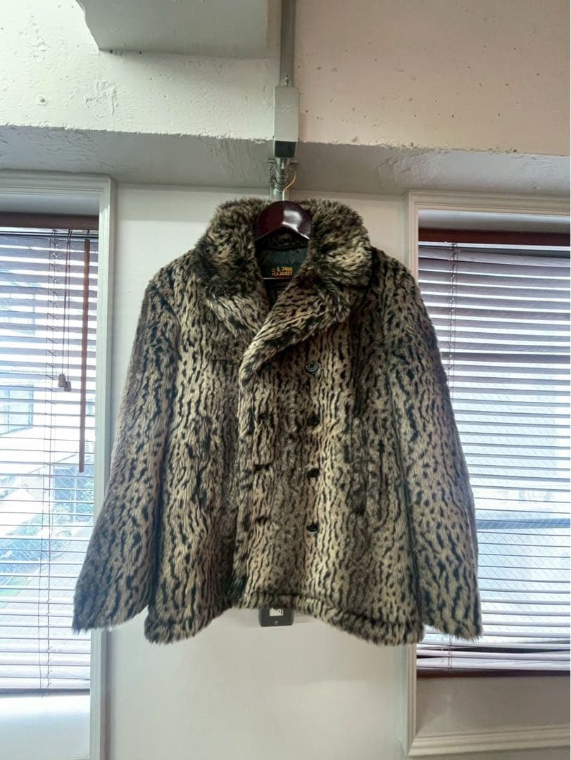 美品　Supreme Schott Fur Peacoat Leopard