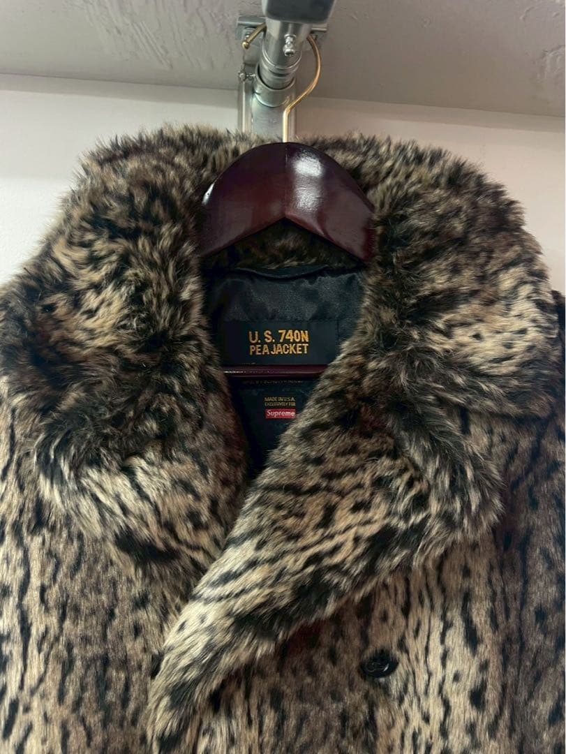 美品　Supreme Schott Fur Peacoat Leopard