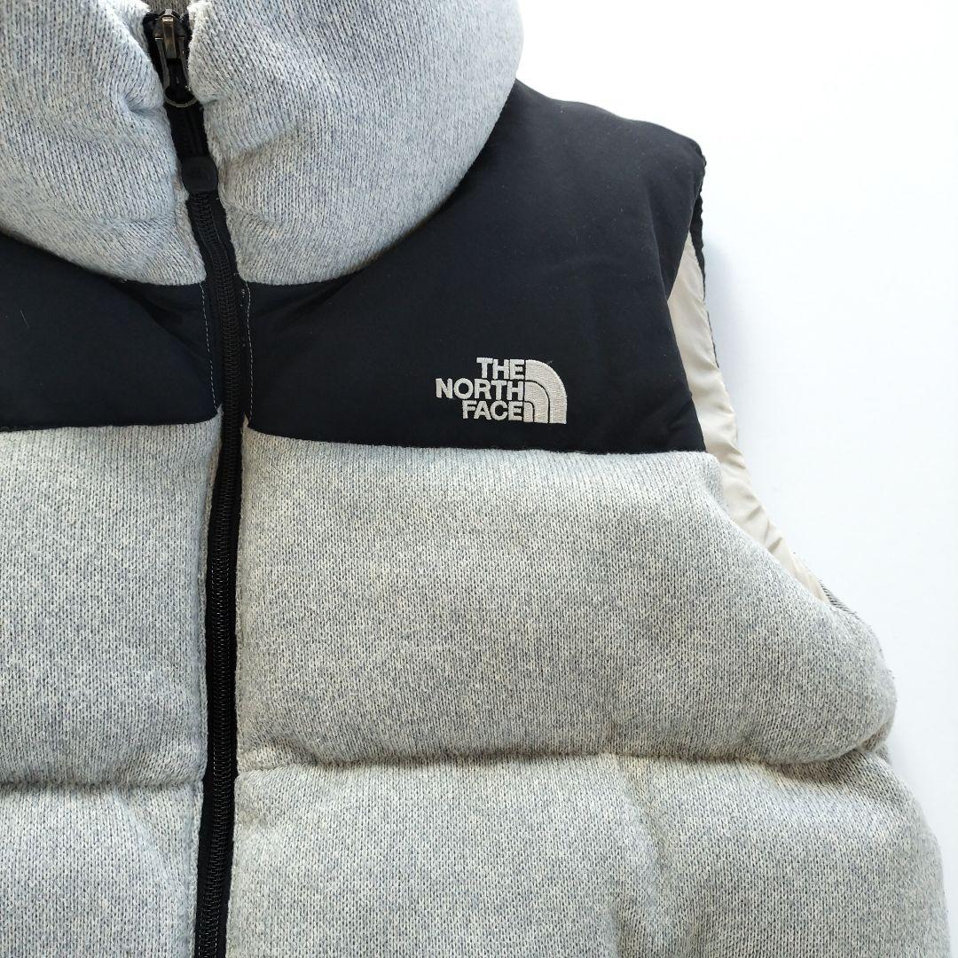 ノースフェイス ニット切替 ダウンベスト 70フィル グレー【XL】