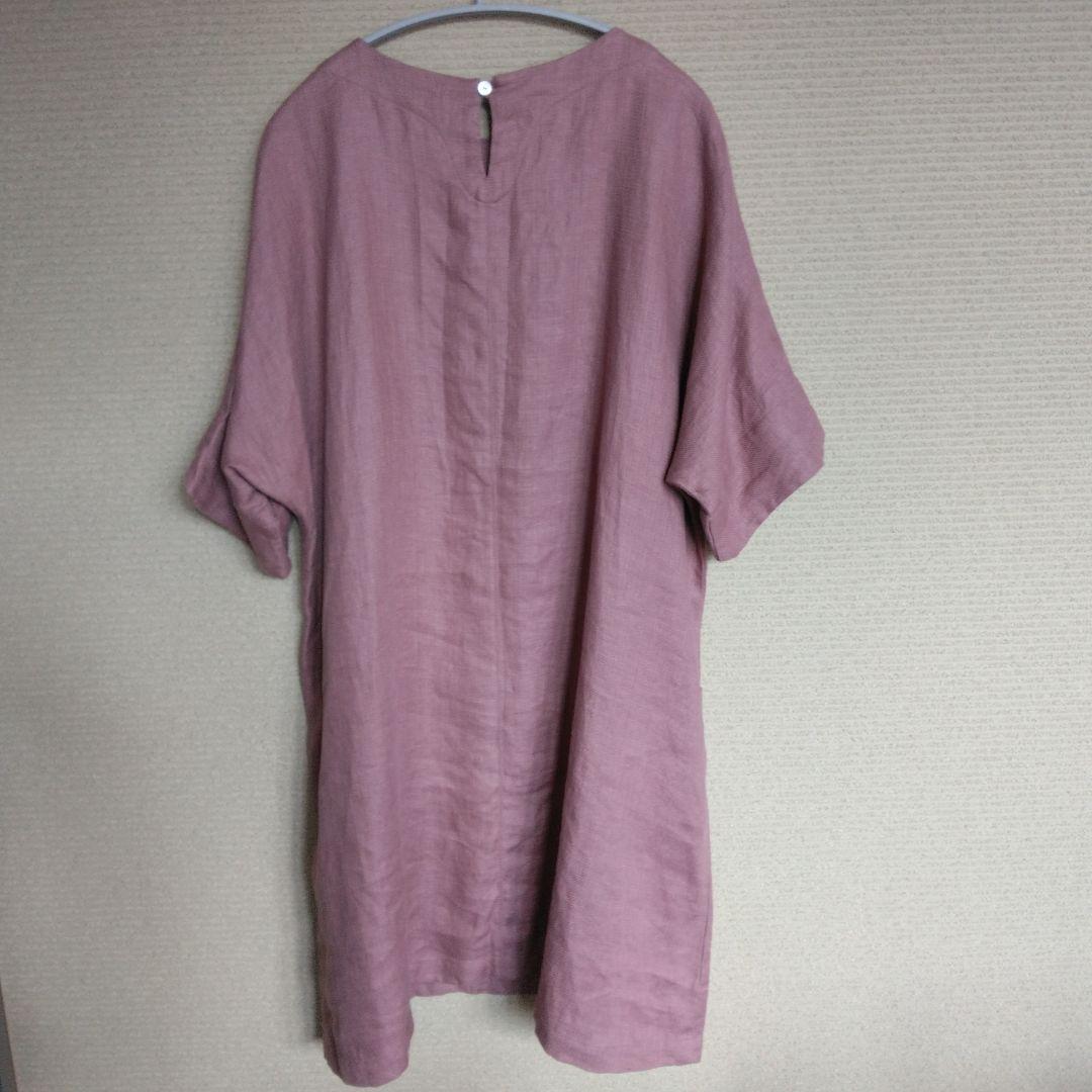 値下げ　群言堂 ゆったり 麻 チュニック ワンピース ピンク フリー