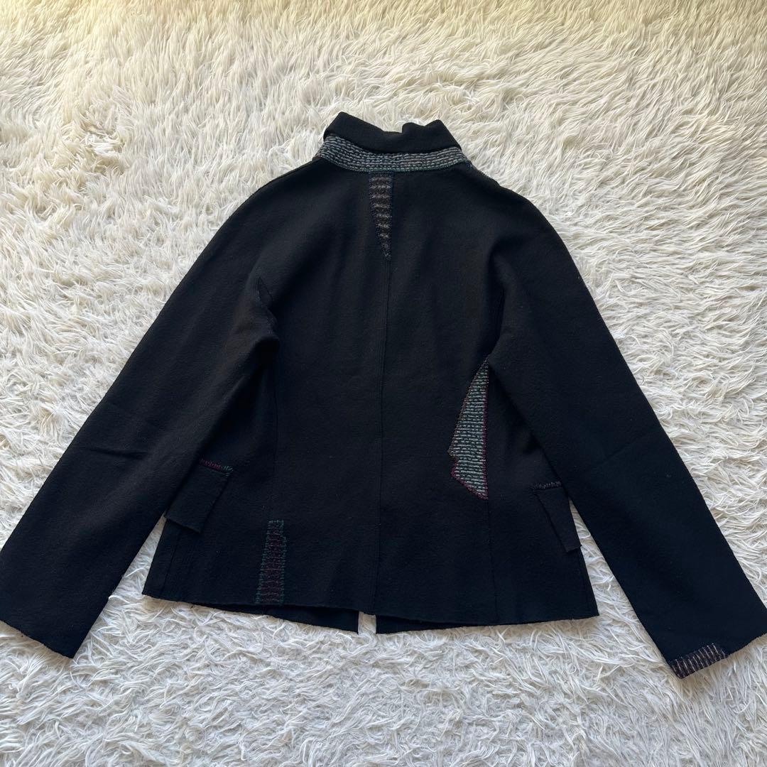 美品✨ヨーガンレール　ジャケットコート　ウール　糸刺繍　黒　ブラック