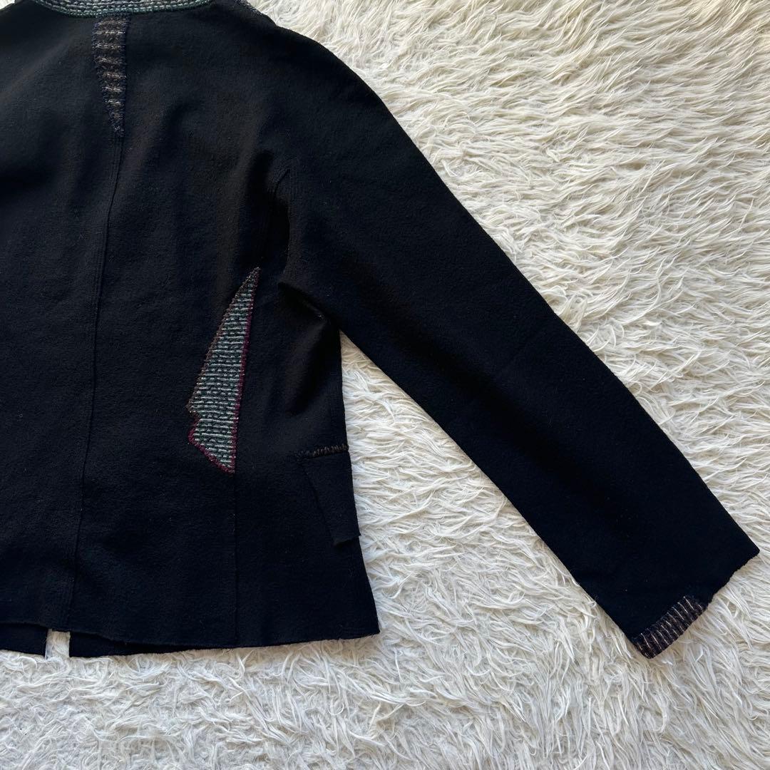 美品✨ヨーガンレール　ジャケットコート　ウール　糸刺繍　黒　ブラック