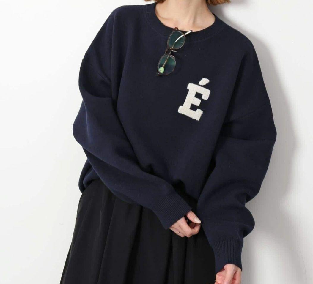 スローブイエナ☆新品タグ付き サガラ刺繍スウェットライクニット　ネイビー