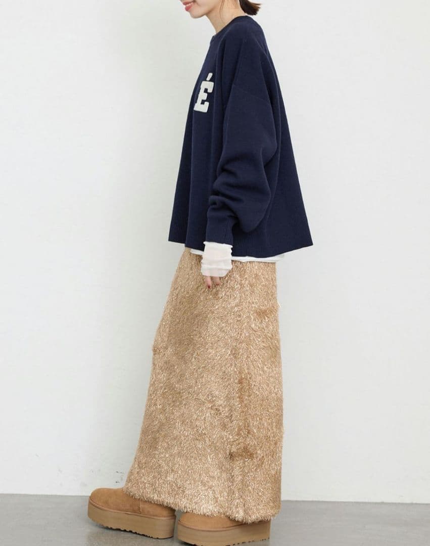 スローブイエナ☆新品タグ付き サガラ刺繍スウェットライクニット　ネイビー