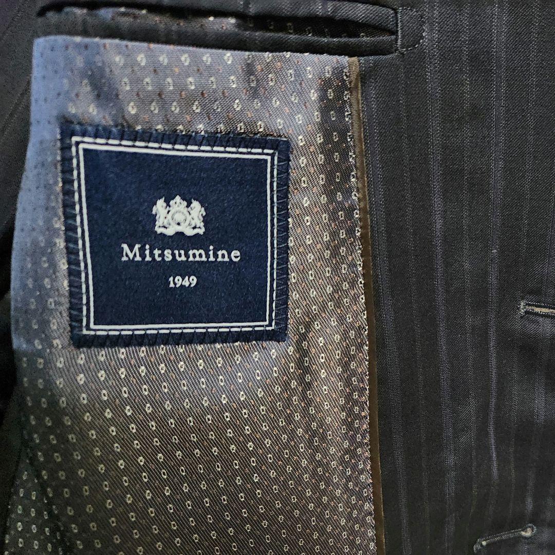 ゼニア　ミツミネ　メンズ　スーツ　濃紺　ストライプ　段返り3ボタン　A6