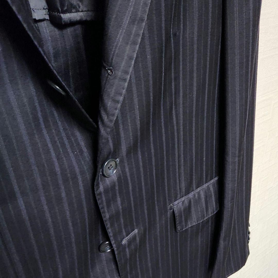 ゼニア　ミツミネ　メンズ　スーツ　濃紺　ストライプ　段返り3ボタン　A6