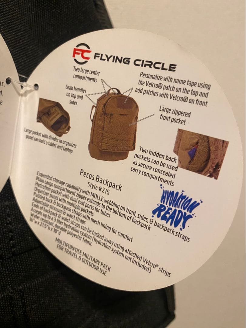 ミリタリー バック アメリカ国旗パッチ付き