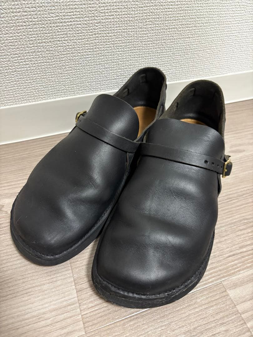 【値下げ済】aurora shoes 黒 レザー ストラップシューズ
